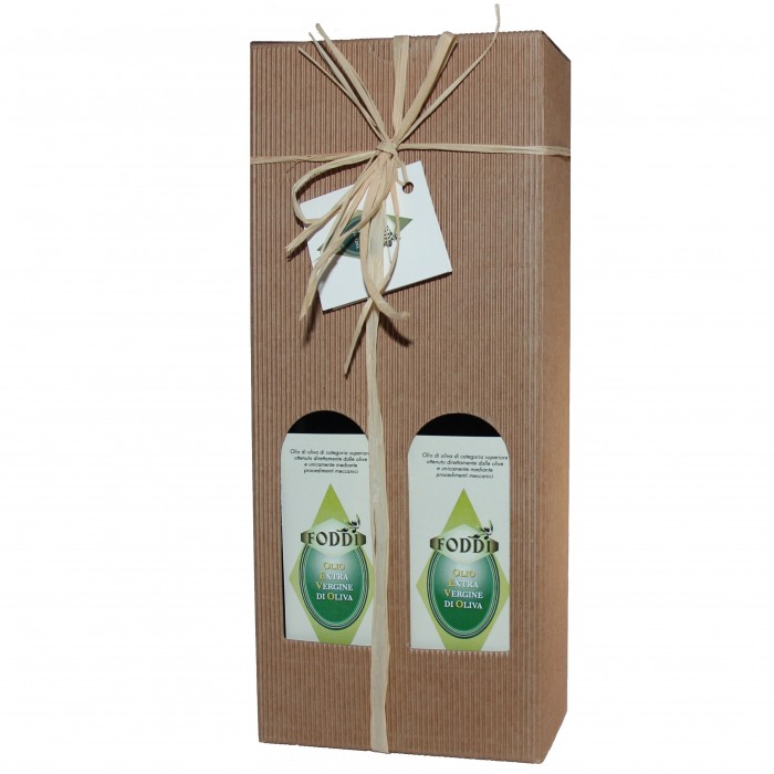 Gift box with Extra Virgin Olive Oil - two glass bottles of 750 ml each